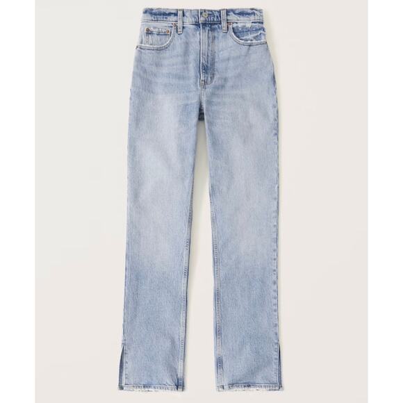 Abercrombie & Fitch Ultra High Rise Curve Love 90s Straight Side Slit Jeans - Picture 1 of 6